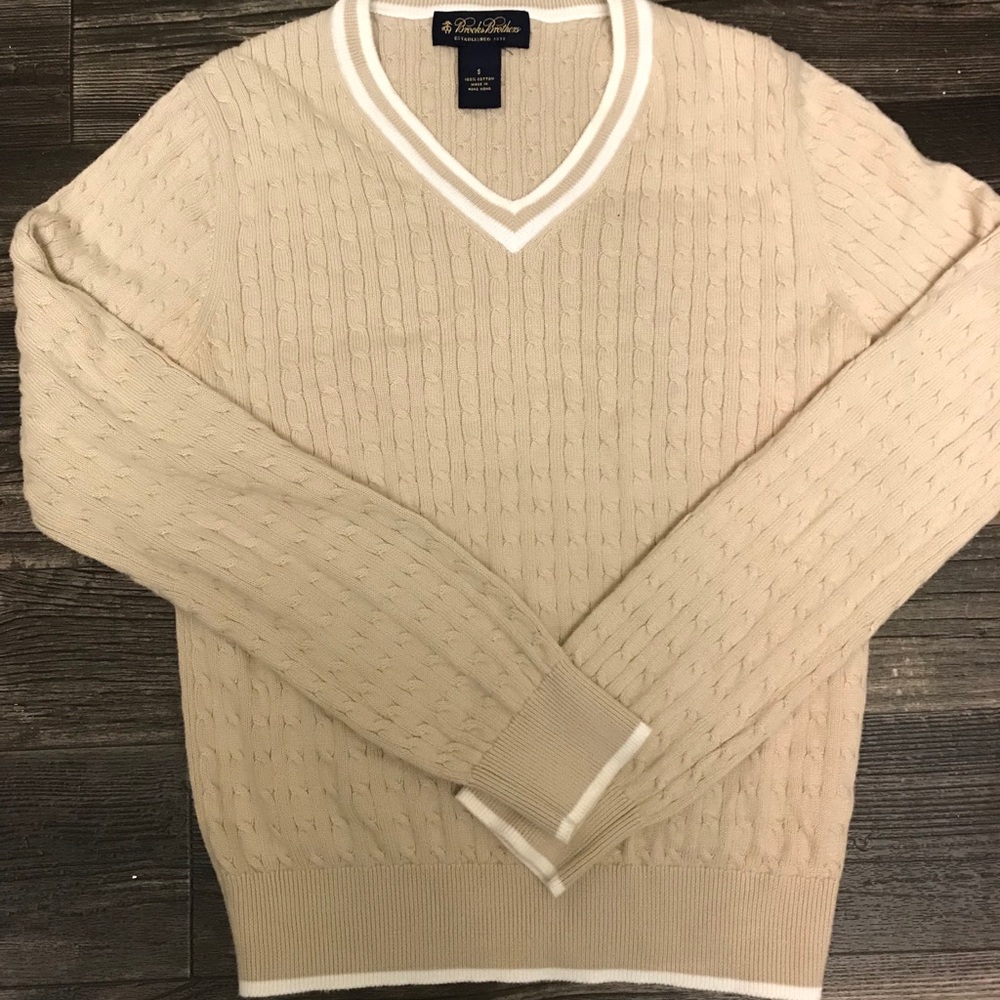 Brooks Brothers Boys Cotton Cable V NECK Sweater